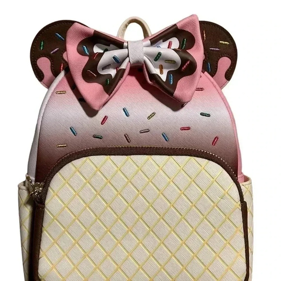 Loungefly Minnie Mouse Ice Cream Neapolitan Mini Backpack, NWT - Picture 7 of 8
